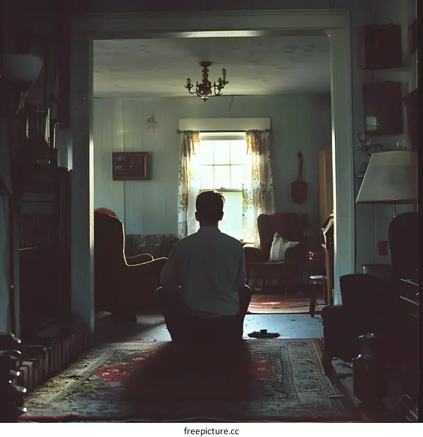 Man in a Dark Living Room