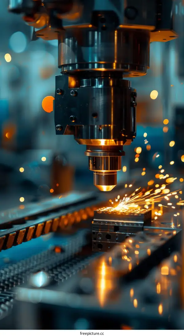 Industrial laser cutting machine in operation