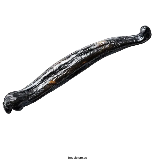 [Transparent Background PNG]Single Dried Vanilla Bean on White Background
