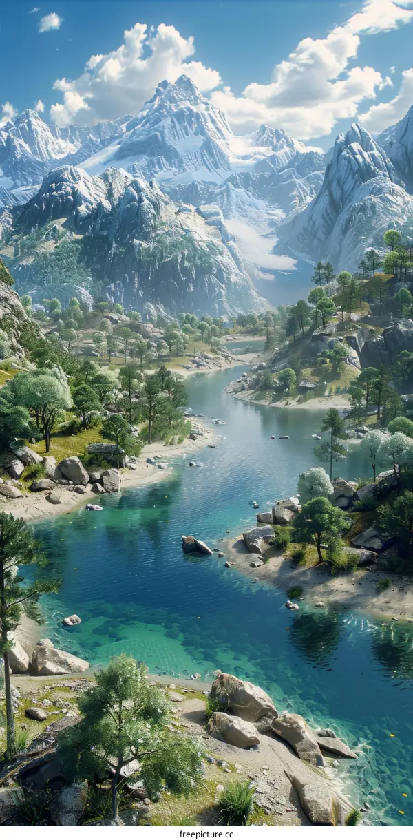 Majestic Mountain River Landscape