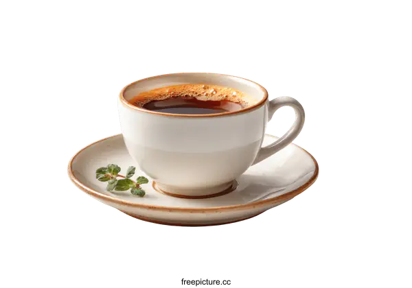 [Transparent Background PNG]A Cup of Coffee with Mint