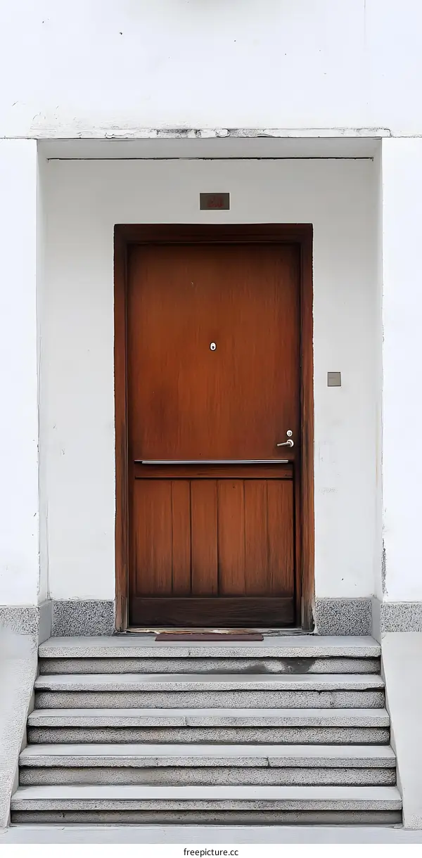 Wooden Door With Steps Leading Up To It
