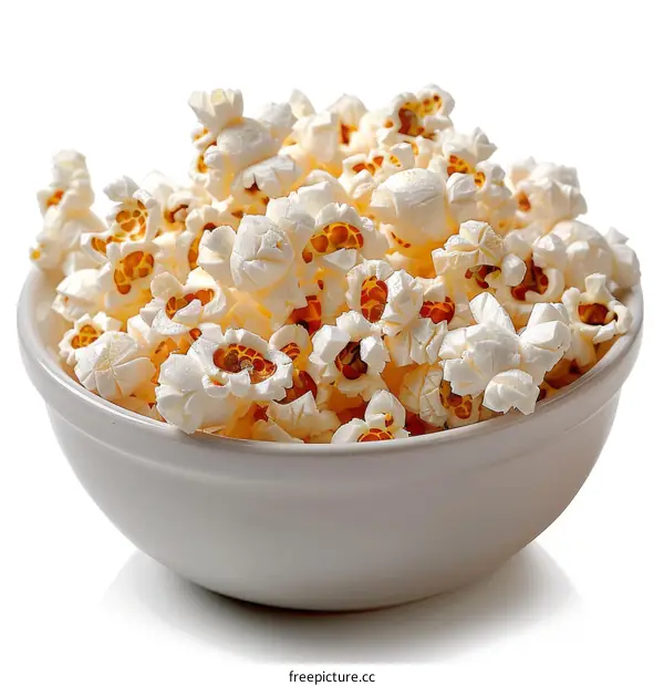 A Bowl of Popcorn Isolated on White Background