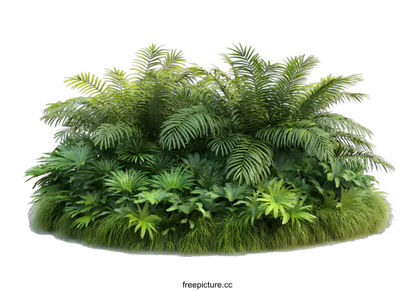 [Transparent Background PNG]Isolated Tropical Plants Lush Foliage Green