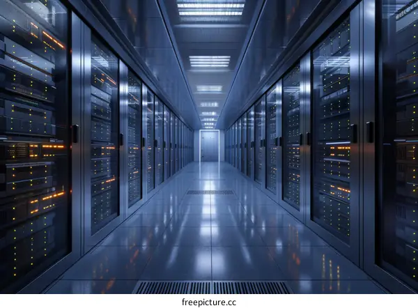 Modern Data Center Server Room Interior