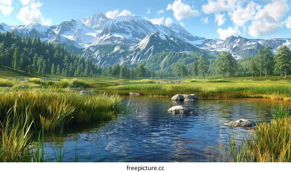 Tranquil Mountain Lake Reflection