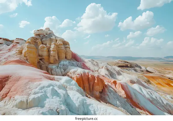 Colorful Mountains With Blue Sky and Clouds