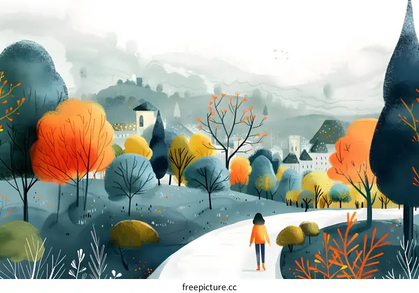 lonely girl walking in the park