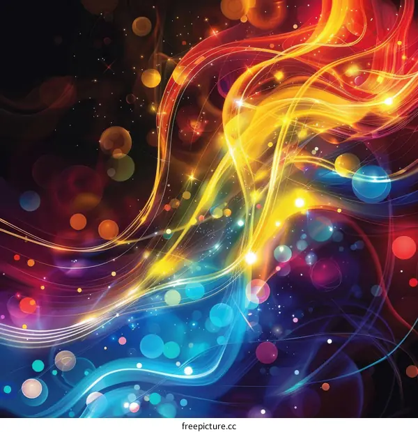 Abstract colorful glowing light and bubbles