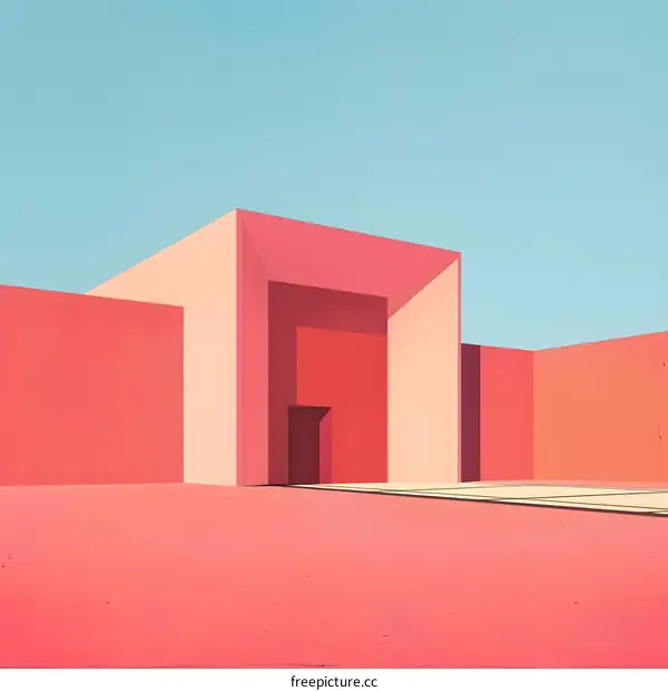 Minimalist Architecture Design with Pink and Red Colors