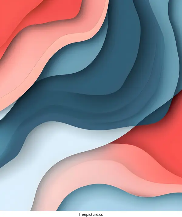 Abstract Blue Pink and Red Paper Cut Design