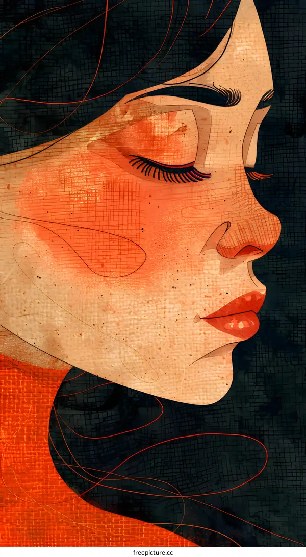 A close-up portrait of a pensive young woman