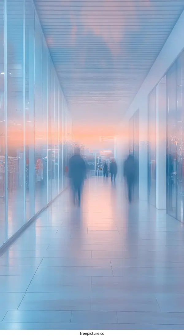 Modern Shopping Mall Corridor at Sunrise