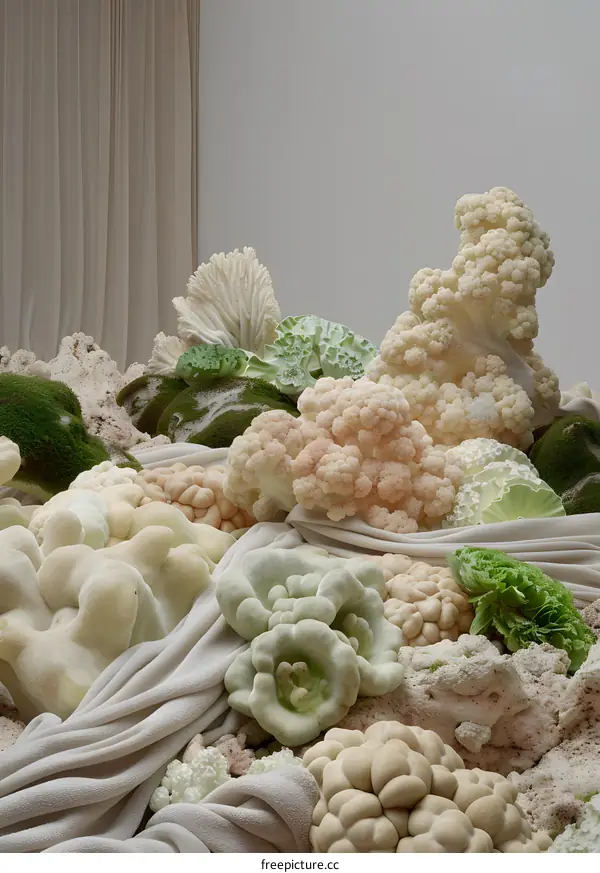 Cauliflower and Coral Still Life