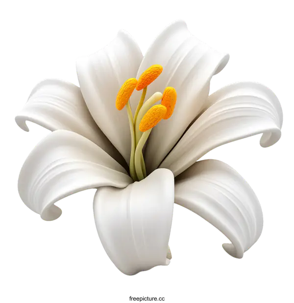 [Transparent Background PNG]Beautiful White Lily Flower Illustration