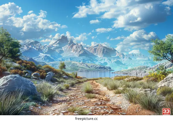 Rocky Mountains Landscape and Dirt Road