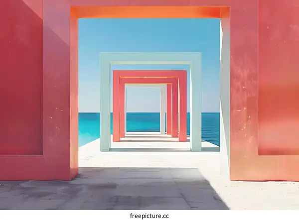 Minimalist Architecture With Colorful Frames By The Ocean