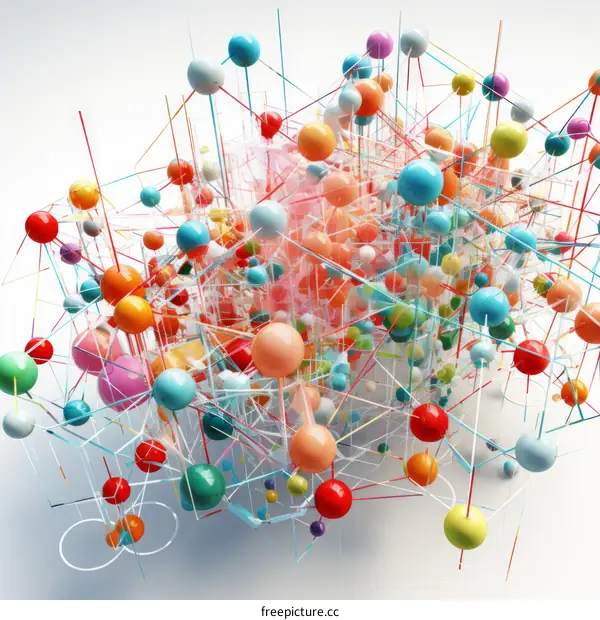 Colorful spheres connected by lines