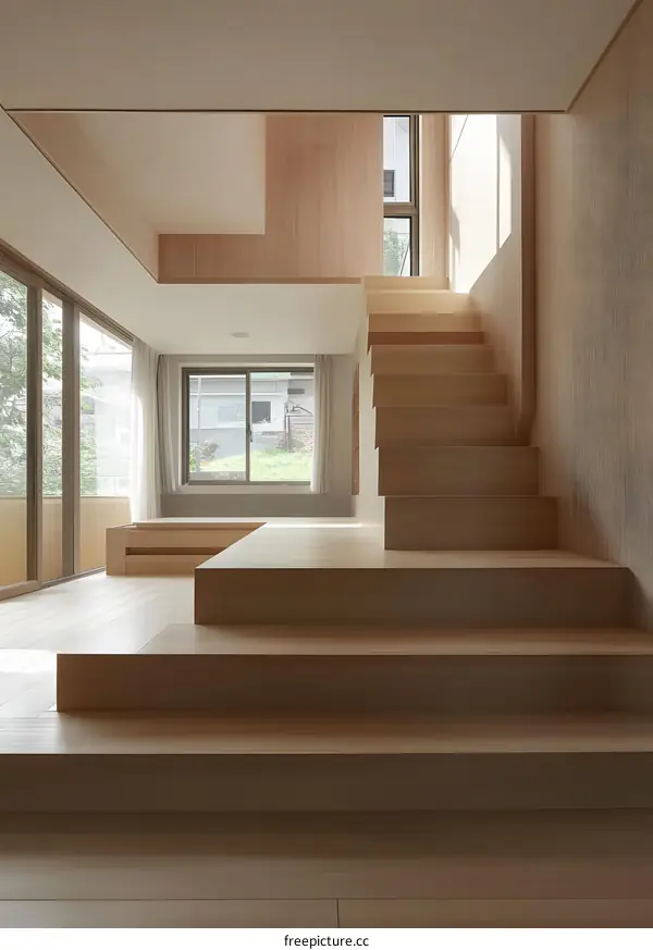 Modern Minimalist Wooden Staircase Design In A Contemporary Home