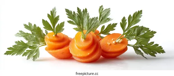 Creative Carrot Slices with Parsley Arrangement