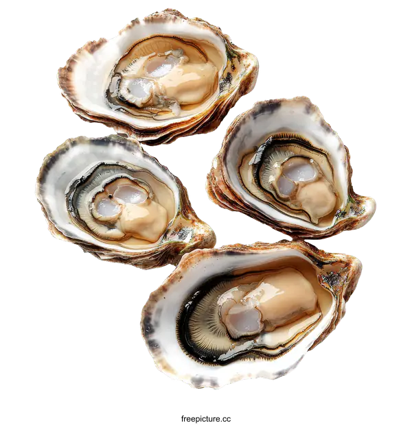 [Transparent Background PNG]Fresh Oysters Close Up