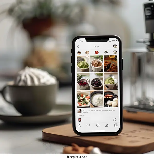 Phone Screen Showing Food Photos On Instagram App