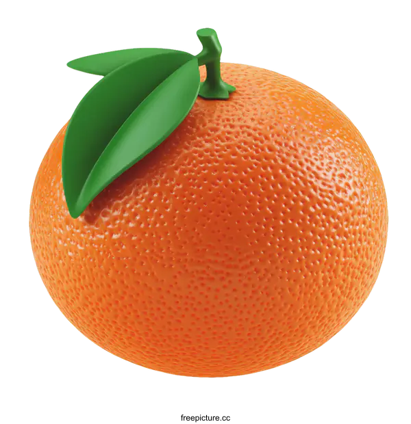 [Transparent Background PNG]Orange Fruit Illustration with Green Leaves