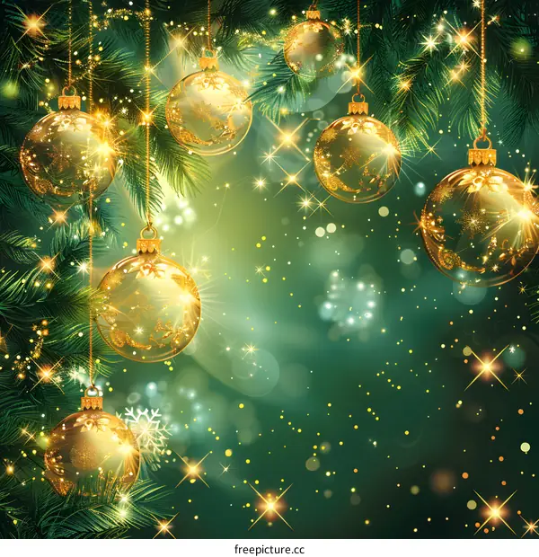Christmas and New Year background with golden balls