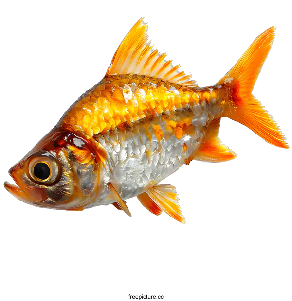 [Transparent Background PNG]A Golden Fish on White Background