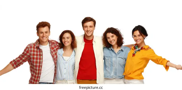 Group of Diverse Young Adults Smiling and Posing