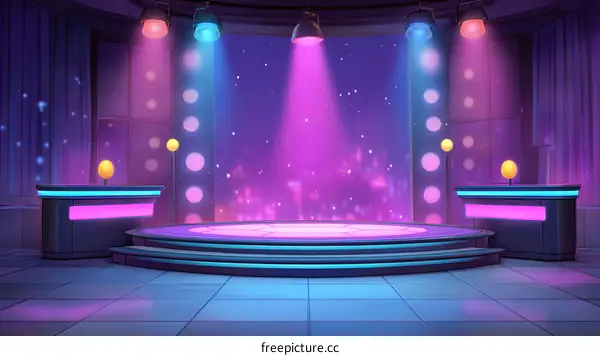 Futuristic Stage with Neon Lights