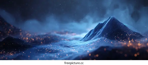 Abstract Digital Mountain Landscape Illustration