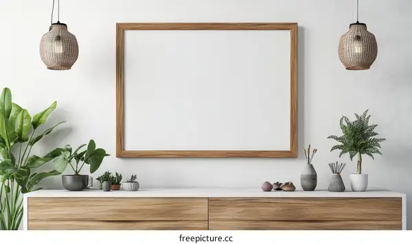 Blank Frame Mockup with Plants and Decor