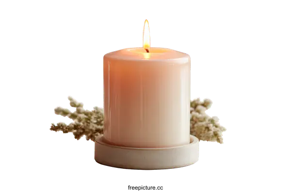 [Transparent Background PNG]Peaceful Scented Candle with Dried Flowers