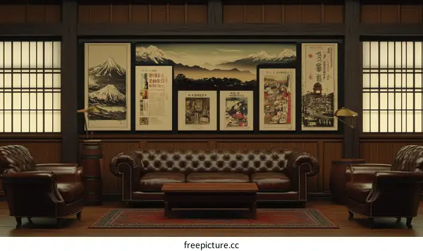 Vintage Japanese Style Living Room Interior