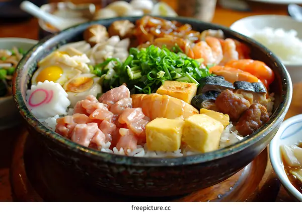 Japanese seafood rice bowl
