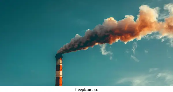 Dark Smoke Emitted from Industrial Chimney