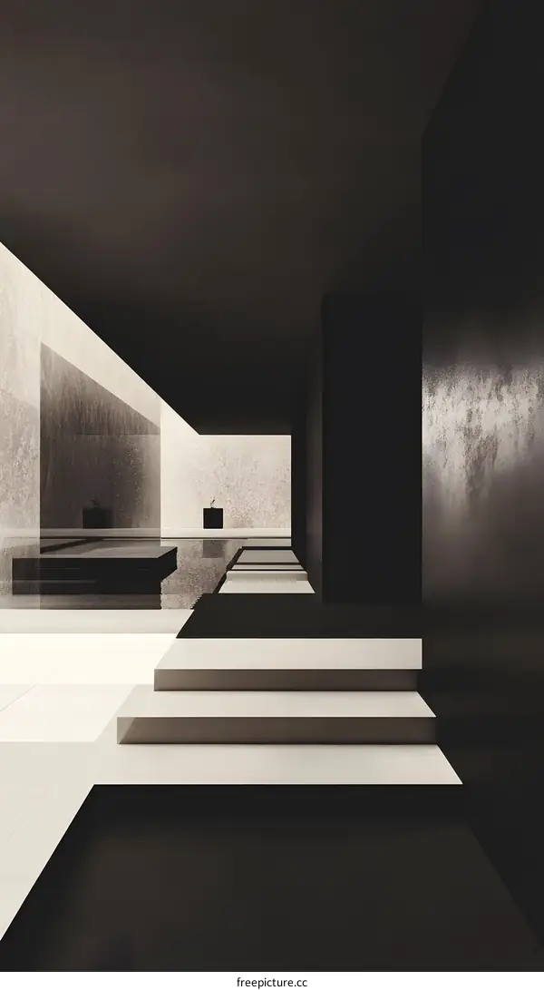 Minimalist Modern Interior Design with Stairs and Pool