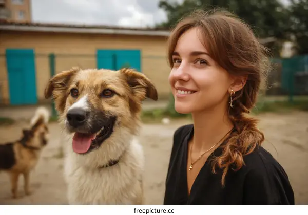 Woman and Dog in Outdoor Setting