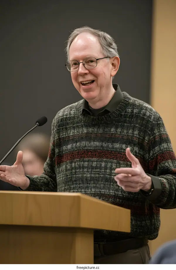 Man Giving a Speech at a Podium