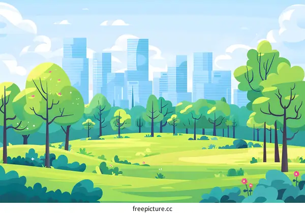 Green City Park Landscape Illustration