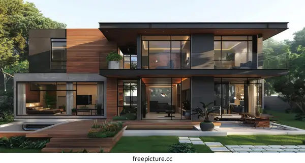 Modern House Exterior Design with Large Windows
