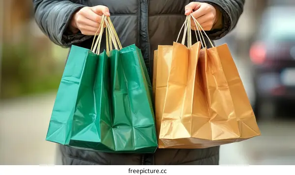 Shopping Bags Held by Person