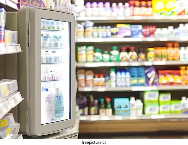 Refrigerated Display Case in a Grocery Store