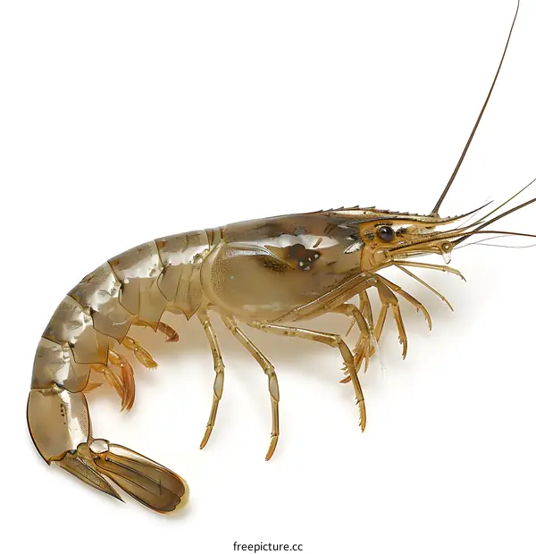 Freshwater Prawn on White Background
