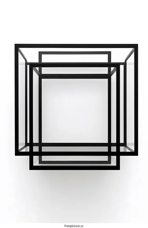 Three Black Metal Frames Intersecting
