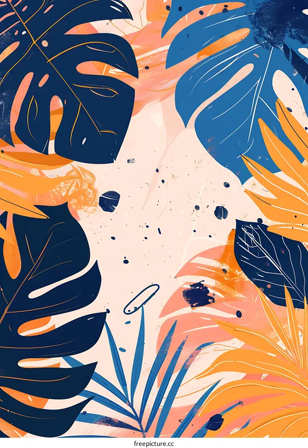 Tropical Leaves Abstract Illustration Art Background