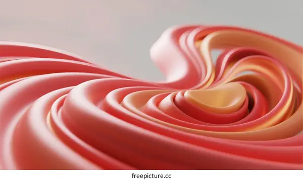 Elegant Abstract 3D Swirl with Soft Curved Lines and Warm Colors