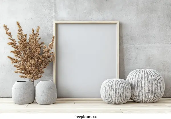 Modern Minimalist Interior Mockup with Blank Frame