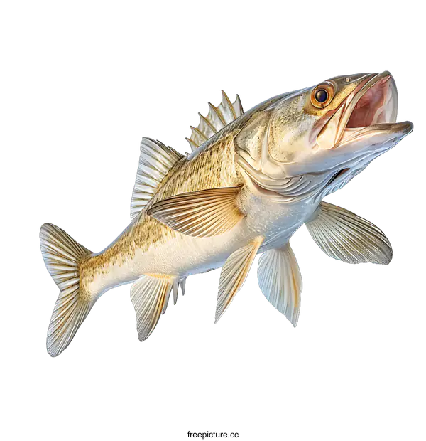 [Transparent Background PNG]Largemouth Bass Fish Illustration on White Background